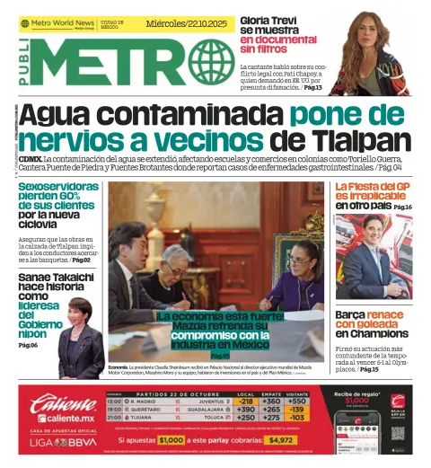 Portada de Publimetro Nacional del miércoles, 22 de octubre de 2025