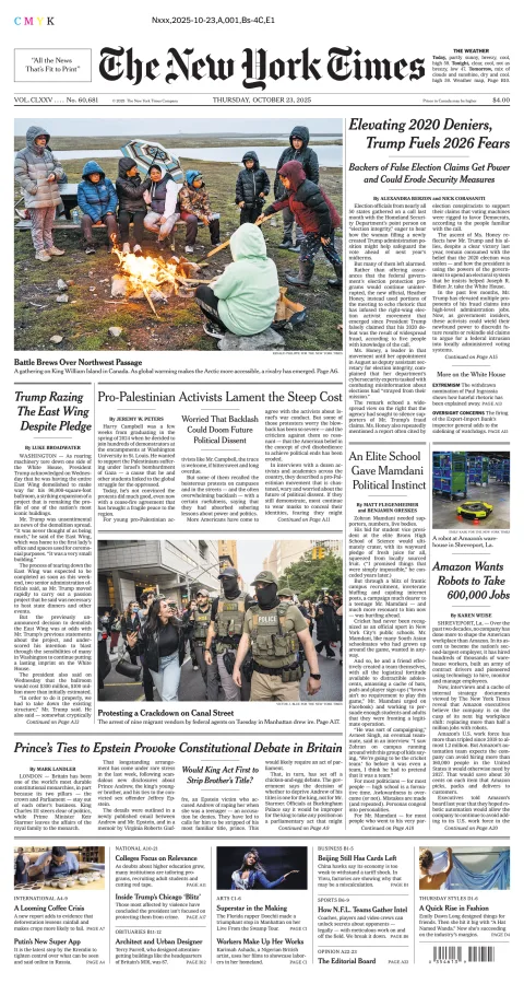 Portada de The New York Times (new York)