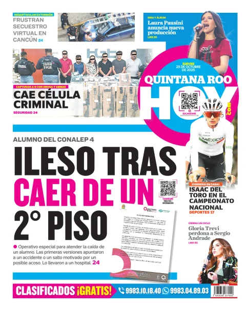 Portada de Quintana Roo Hoy (contraportada)