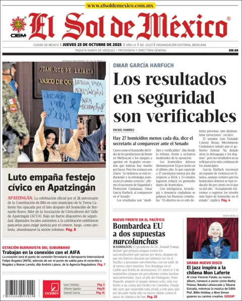 Portada de El Sol de Mexico