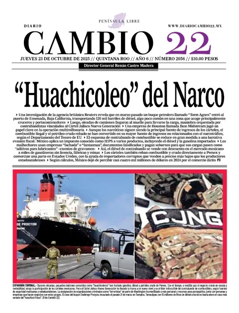 Portada de Diario Cambio 22 (contraportada) del jueves, 23 de octubre de 2025