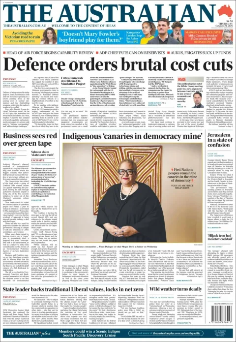 Portada de The Australian del jueves, 23 de octubre de 2025
