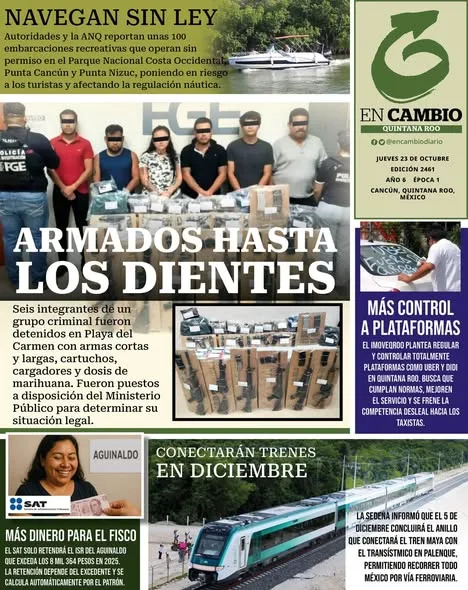 Portada de En Cambio - Quintana Roo (contraportada) del jueves, 23 de octubre de 2025