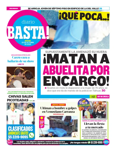 Portada de Basta! (contraportada ) del jueves, 23 de octubre de 2025