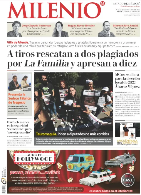 Portada de Milenio Edo de Mexico del jueves, 23 de octubre de 2025