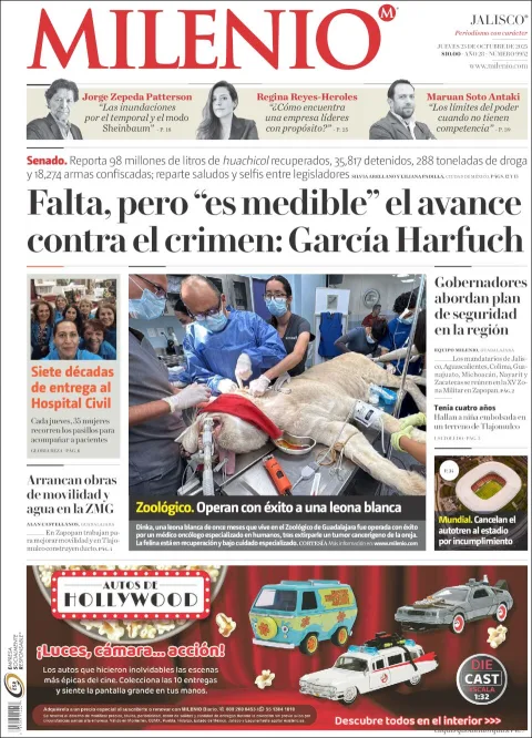 Portada de Milenio Jalisco del jueves, 23 de octubre de 2025