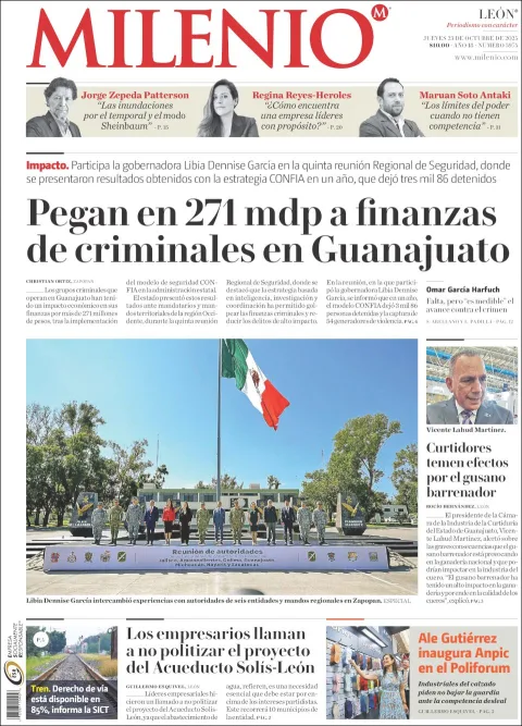 Portada de Milenio Leon del jueves, 23 de octubre de 2025
