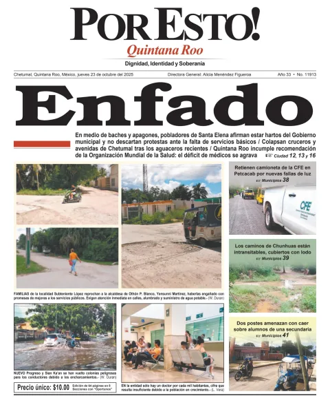 Portada de Por Esto (quintana Roo Chetumal) del jueves, 23 de octubre de 2025