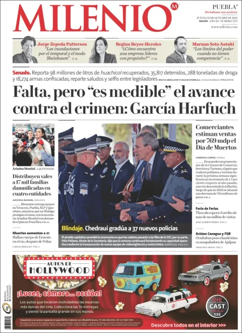 Portada de Milenio Puebla del jueves, 23 de octubre de 2025
