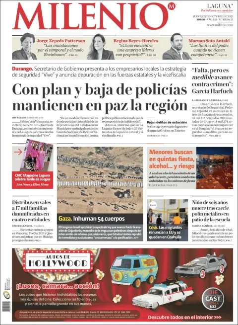 Portada de Milenio Laguna del jueves, 23 de octubre de 2025