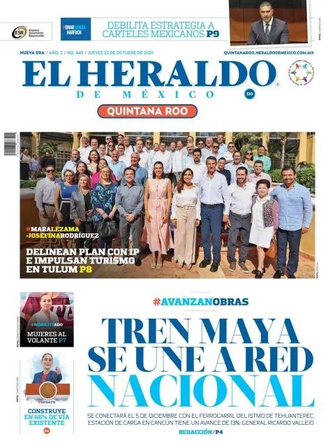 Portada de El Heraldo de Mexico - Quintana Roo del jueves, 23 de octubre de 2025
