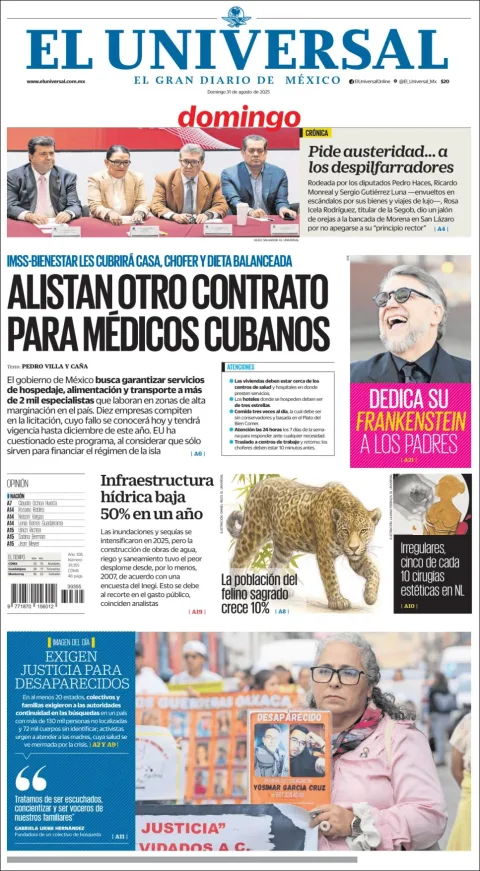 Portada de El Universal