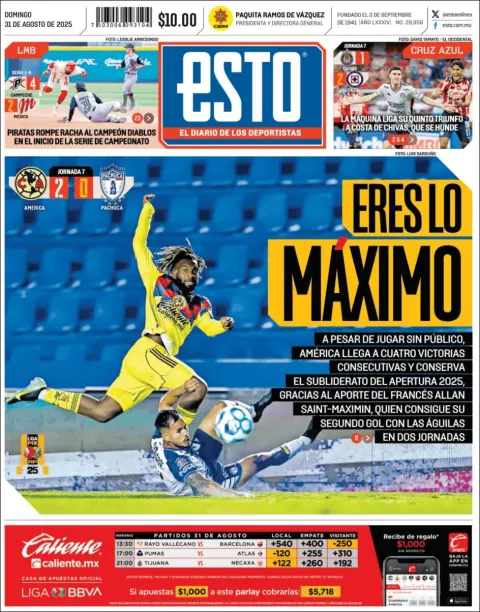 Portada de Esto del domingo, 31 de agosto de 2025