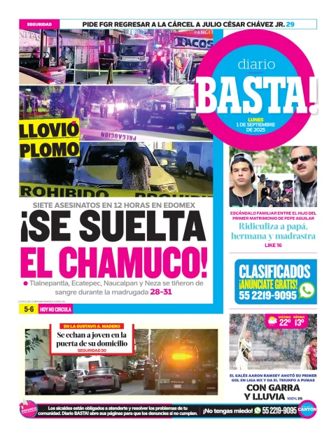 Portada de Basta! (contraportada ) del lunes, 1 de septiembre de 2025
