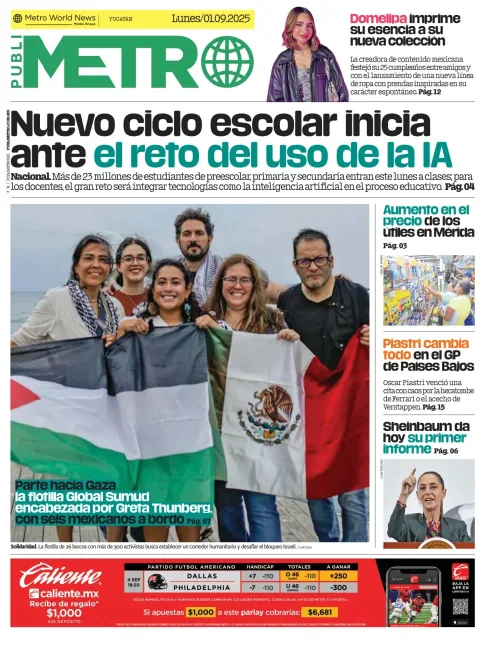 Portada de Publimetro Merida del lunes, 1 de septiembre de 2025