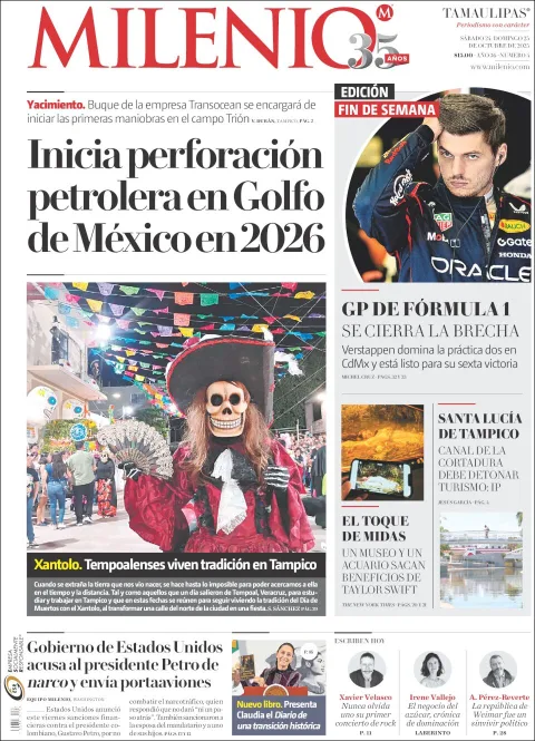 Portada de Milenio Tamaulipas del sábado, 25 de octubre de 2025