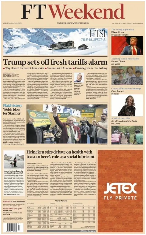 Portada de Financial Times del sábado, 25 de octubre de 2025