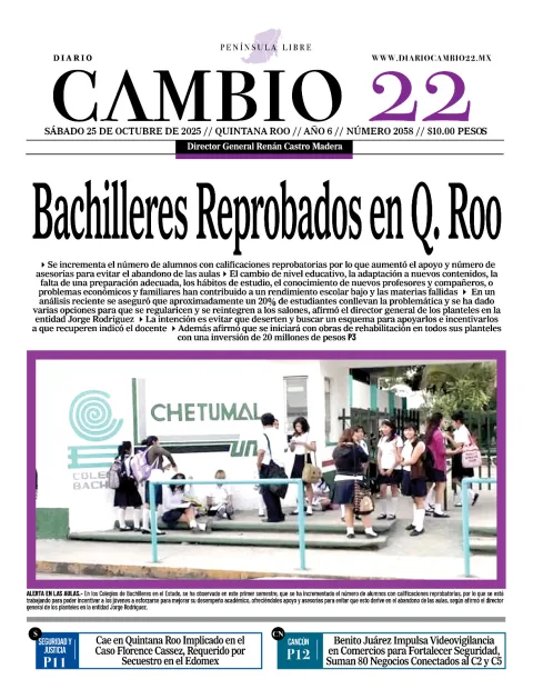 Portada de Diario Cambio 22 (portada) del sábado, 25 de octubre de 2025