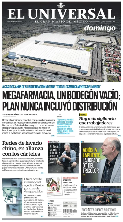 Portada de El Universal