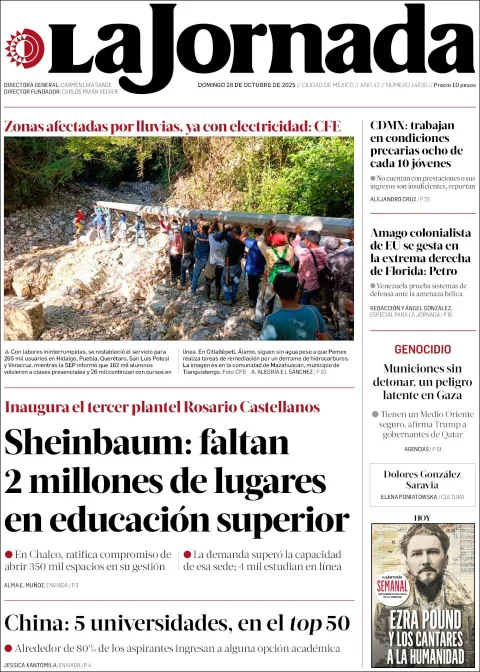 Portada de La Jornada