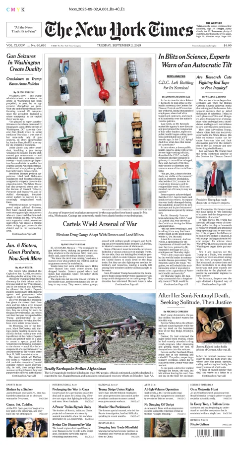 Portada de The New York Times (new York) del martes, 2 de septiembre de 2025