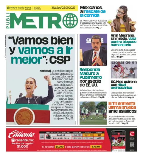 Portada de Publimetro Puebla del martes, 2 de septiembre de 2025