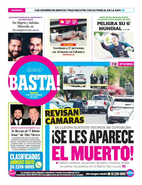 Portada de Basta! (contraportada ) del martes, 2 de septiembre de 2025