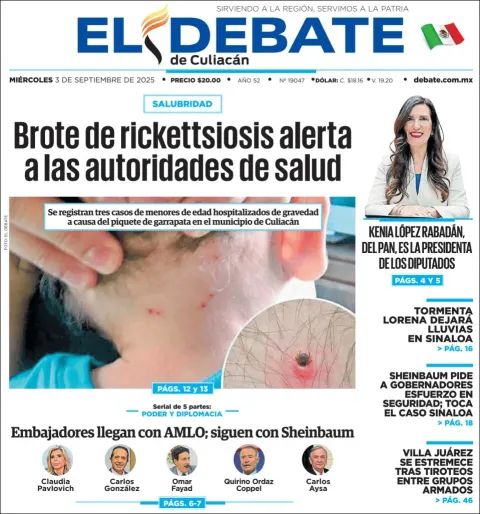 Portada de El Debate de Culiacan del miércoles, 3 de septiembre de 2025
