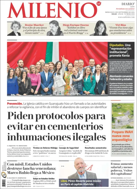 Portada de Milenio Leon del miércoles, 3 de septiembre de 2025