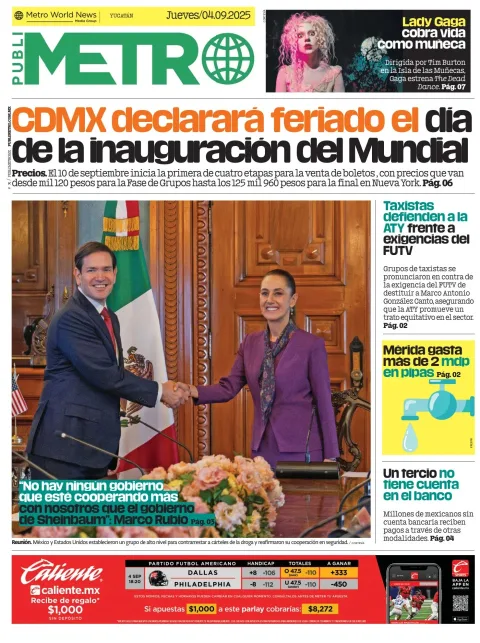 Portada de Publimetro Merida del jueves, 4 de septiembre de 2025