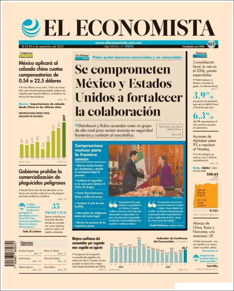 Portada de El Economista del jueves, 4 de septiembre de 2025