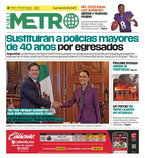 Portada de Publimetro Puebla del jueves, 4 de septiembre de 2025