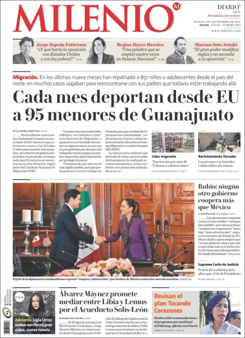 Portada de Milenio Leon del jueves, 4 de septiembre de 2025