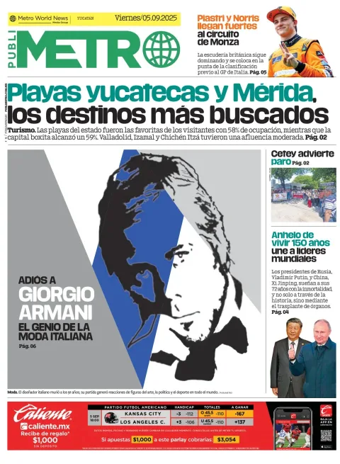 Portada de Publimetro Merida del viernes, 5 de septiembre de 2025