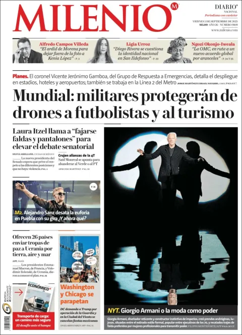 Portada de Milenio del viernes, 5 de septiembre de 2025