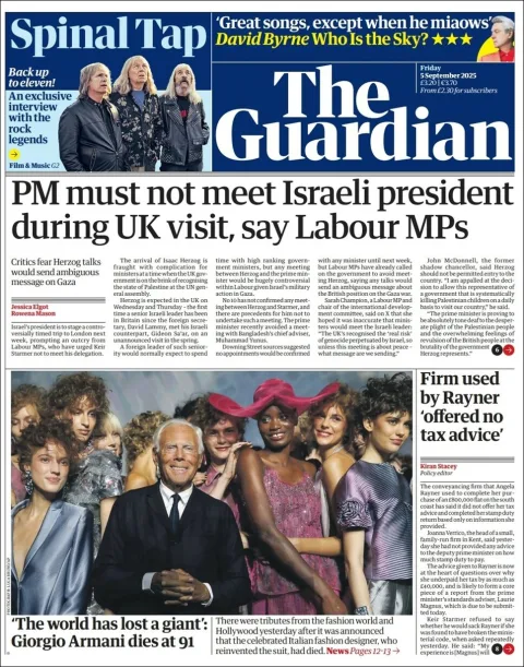 Portada de The Guardian (reino Unido) del viernes, 5 de septiembre de 2025
