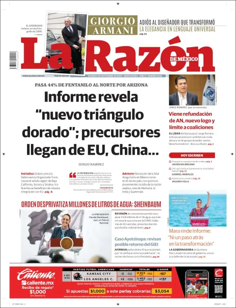 Portada de La Razon del viernes, 5 de septiembre de 2025