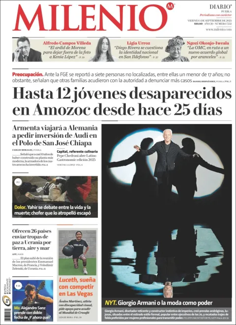 Portada de Milenio Puebla del viernes, 5 de septiembre de 2025