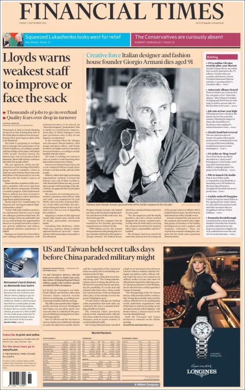 Portada de Financial Times del viernes, 5 de septiembre de 2025