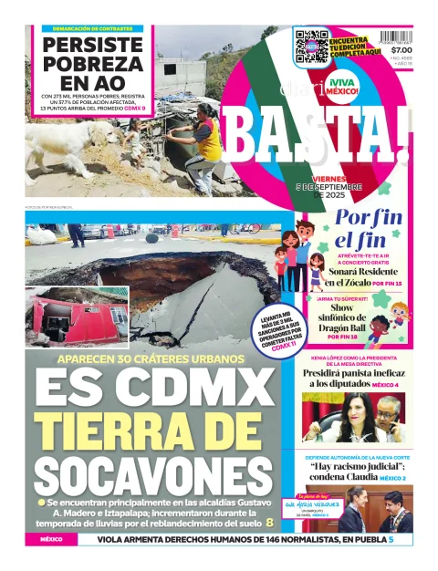 Portada de Basta! (portada) del viernes, 5 de septiembre de 2025