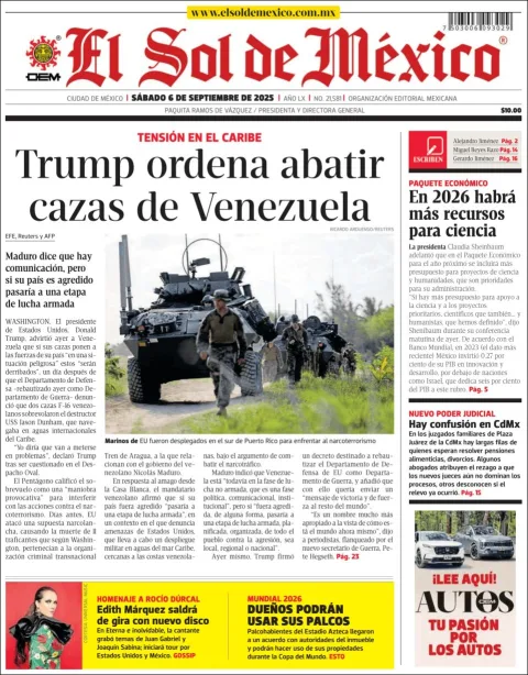 Portada de El Sol de Mexico