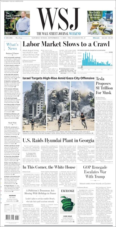 Portada de The Wall Street Journal