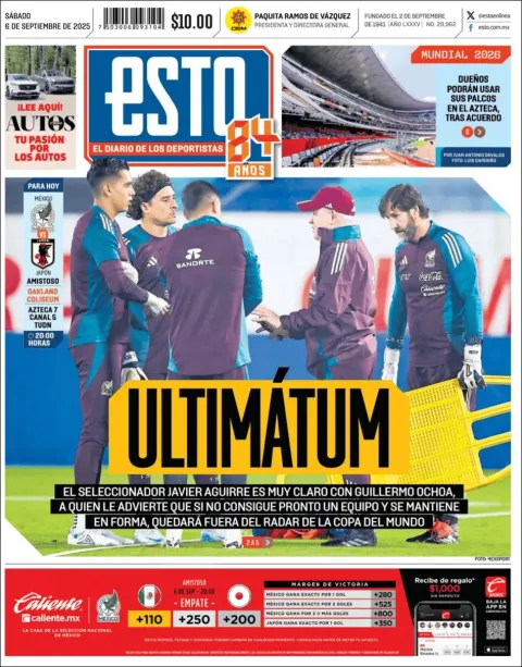 Portada de Esto del sábado, 6 de septiembre de 2025