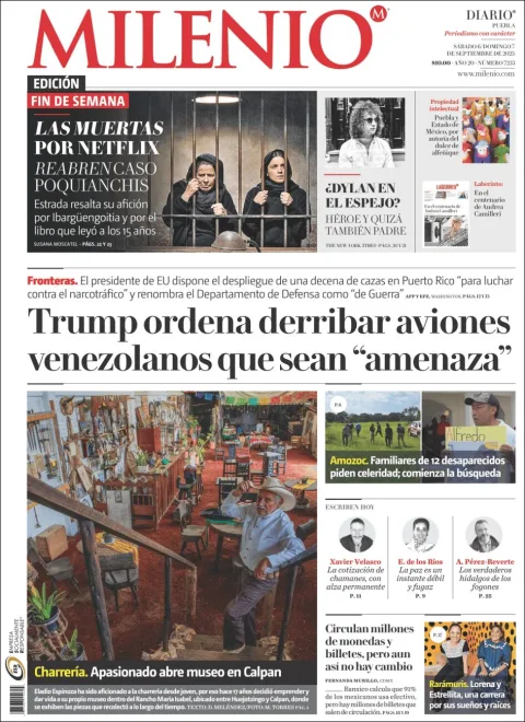 Portada de Milenio Puebla
