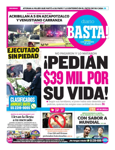 Portada de Basta! (contraportada ) del domingo, 26 de octubre de 2025