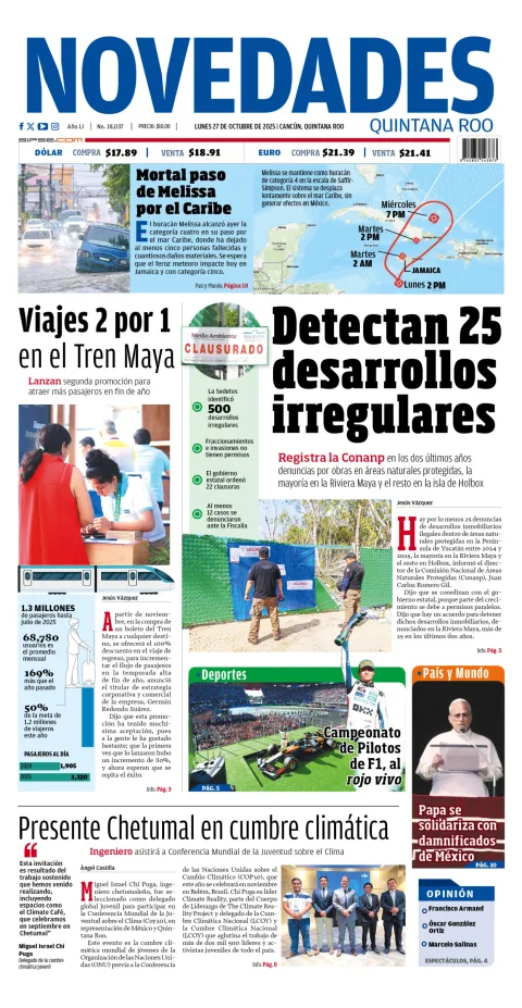 Portada de Novedades Quintana Roo