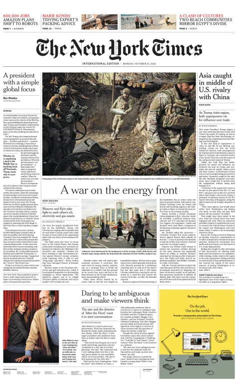 Portada de The New York Times (international)