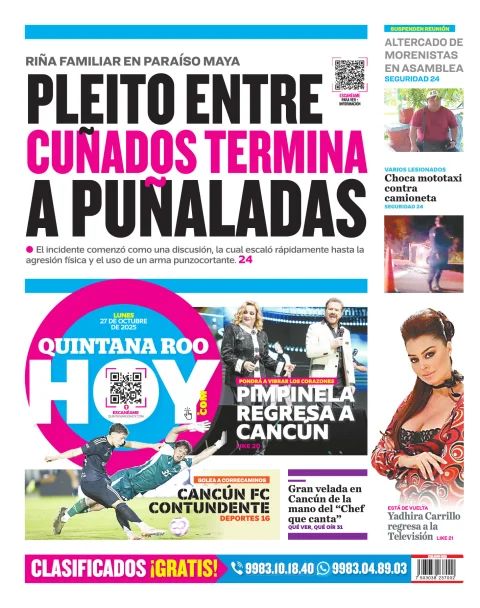 Portada de Quintana Roo Hoy (contraportada)