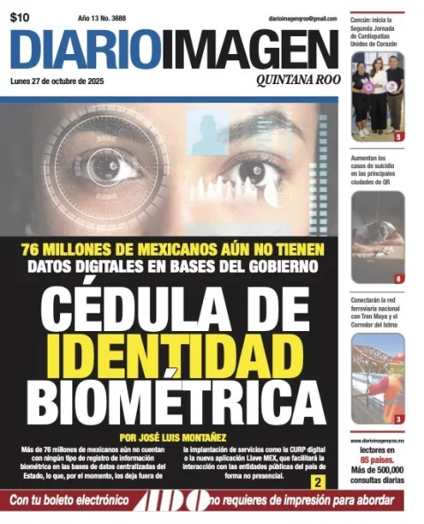 Portada de Diario Imagen Quintana Roo del lunes, 27 de octubre de 2025