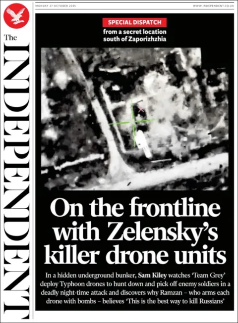 Portada de The Independent del lunes, 27 de octubre de 2025
